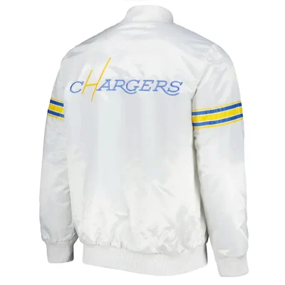 White The Power Forward LA Chargers Satin Jackets