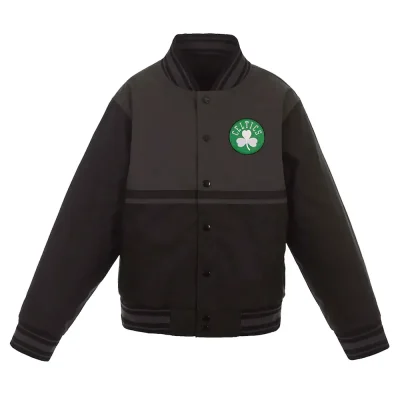 Youth Boston Celtics Poly-Twill Black & Charcoal Jacket