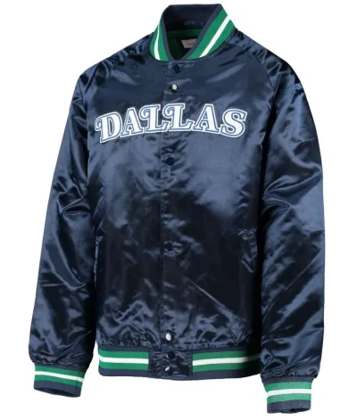 Hardwood Classics Dallas Mavericks Navy Blue Satin Jacket