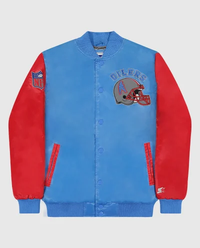 Houston Oilers Varsity Satin Full-Snap Jacket