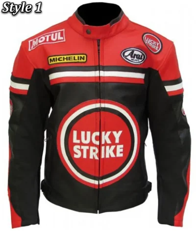 Lucky Strike Red and Black Leather Jacket