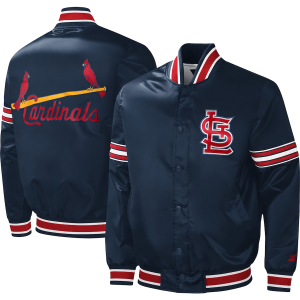 Men's St. Louis Cardinals Navy Satin Full-Snap Varsity Jacket