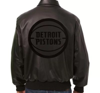 NBA Team Detroit Pistons Black Leather Jacket