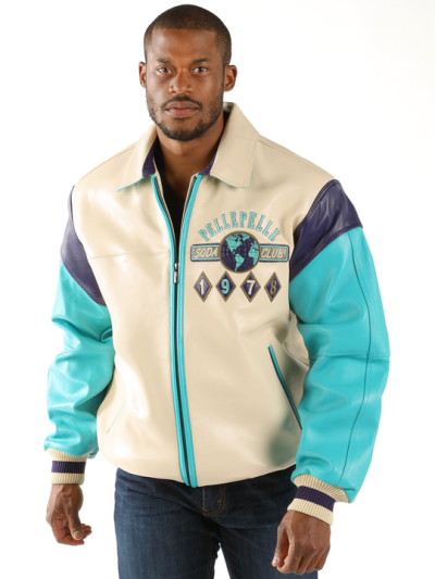 Pelle Pelle World Famous Soda Club Blue Leather Jacket