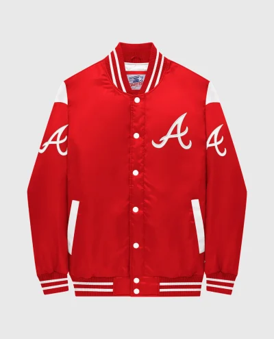 Ty Mopkins Crisp Kringle Atlanta Braves Varsity Satin Jacket