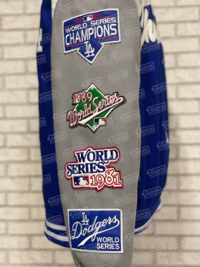 Dodgers G-III Sports by Carl Banks Royal/Gray Franchise Full-Snap Varsity Jacket