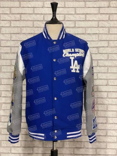 Dodgers G-III Sports by Carl Banks Royal/Gray Franchise Full-Snap Varsity Jacket