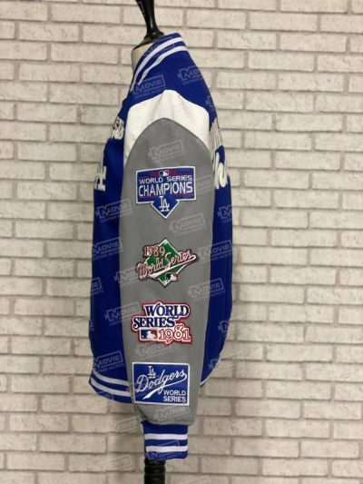 Dodgers G-III Sports by Carl Banks Royal/Gray Franchise Full-Snap Varsity Jacket
