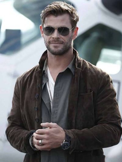 Hollywood Actor Chris Hemsworth Brown Suede Leather Jacket