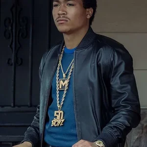 TV Series Black Mafia Family Demetrius Flenory Black Bomber Leather Jacket