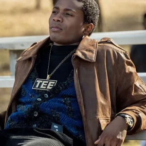 Da’Vinchi Black Mafia Family Terry Flenory Brown Bomber Leather Jacket