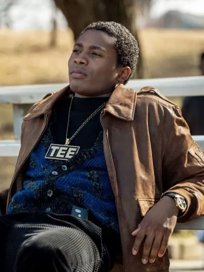 Da’Vinchi Black Mafia Family Terry Flenory Brown Bomber Leather Jacket