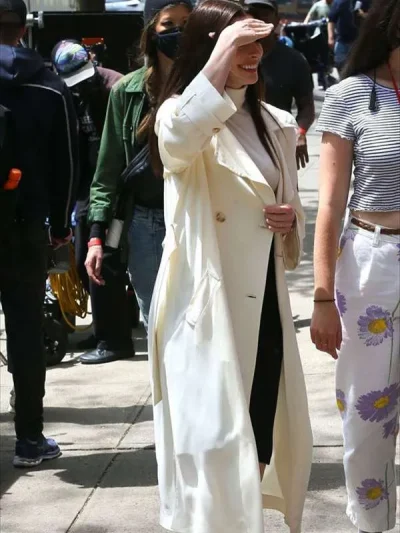 Anne Hathaway She Came to Me 2023 Patricia Off White Trench Coat