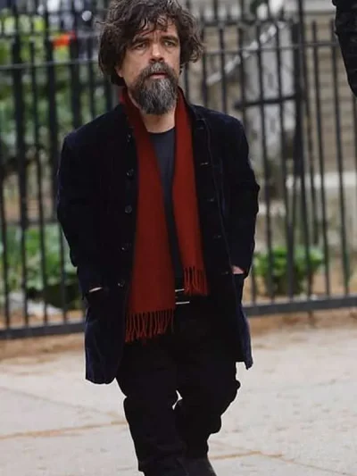 Steven She Came to Me 2023 Peter Dinklage Blue Suede Leather Coat