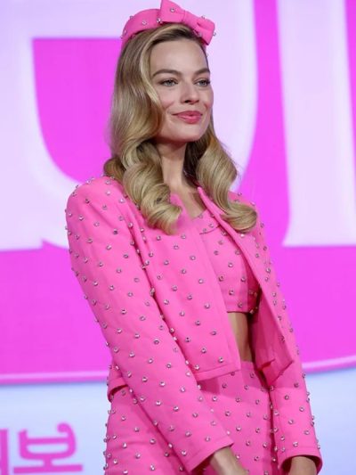 Margot Robbie Barbie 2023 Premiere Pink Cropped Jacket