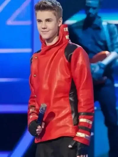 Justin Bieber X Factor Red Leather Jacket