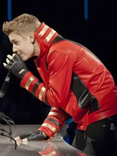 Justin Bieber X Factor Red Leather Jacket
