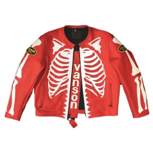 Vanson Skeleton Red Leather Jacket