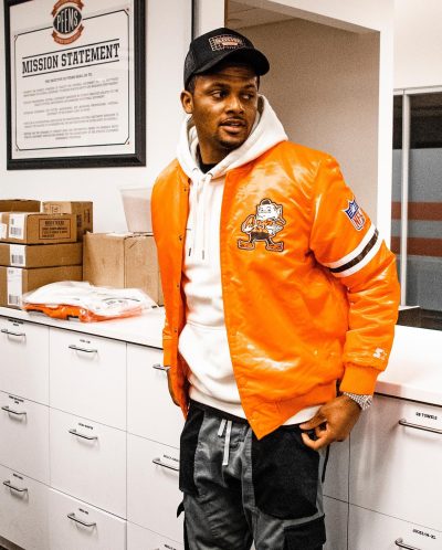 Deshaun Watson Cleveland Browns NFL Orange Varsity Jacket
