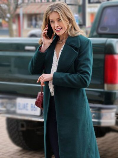 Ashley Newbrough Flipping For Christmas Green Coat