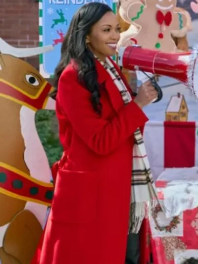 Christmas With A Kiss Mishael Morgan Red Wool Coat