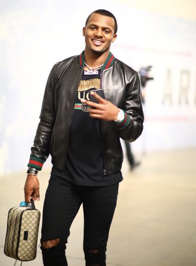 Deshaun Watson Black Leather Varsity Jacket