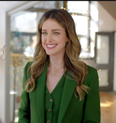 Ashley Newbrough Flipping for Christmas Green Suit