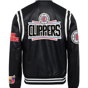 Los Angeles Clippers Vegan Black Leather Jacket