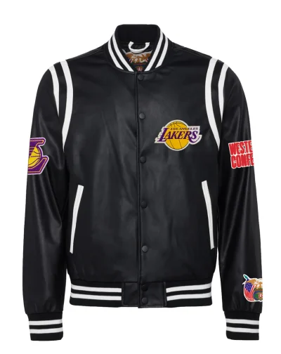 Los Angeles Lakers Vegan Black Leather Jacket