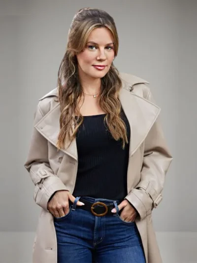 Chelsea Hobbs Navigating Christmas Beige Coat