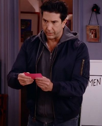 Friends The Reunion David Schwimmer Blue Bomber Jacket