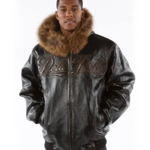 Pelle Pelle Dark Brown Fur Hooded Real Leather Jacket