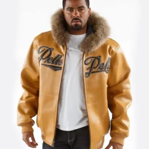 Pelle Pelle Mustard Fur Hooded Real Leather Jacket