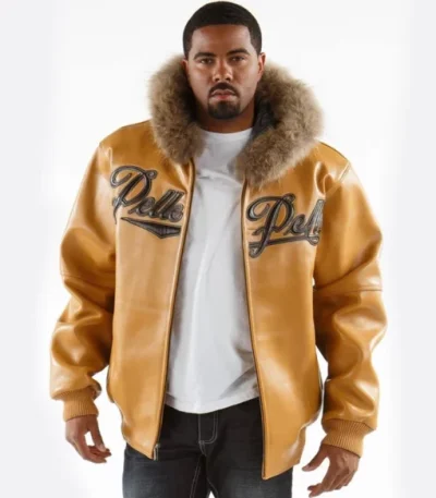 Pelle Pelle Mustard Fur Hooded Real Leather Jacket