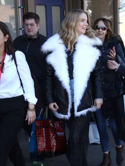 Anya Taylor-Joy Shearling Leather Jacket