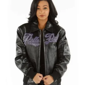 Pelle Pelle Women Black Encrusted Studded Leather Jacket