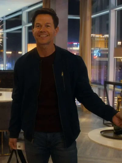 The Family Plan 2023 Mark Wahlberg Black Bomber Jacket