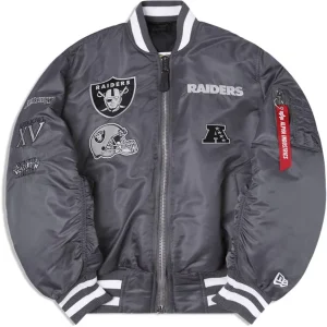 Las Vegas Raiders X Alpha X New Era MA-1 Nylon Bomber Jacket