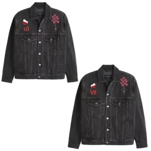 Valentines Day Couple Black Trucker Jackets