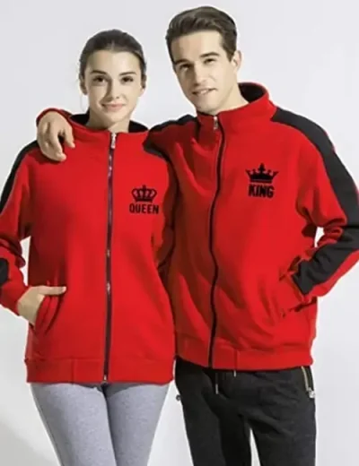 King and Queen Couple Matching Zipper Jacket