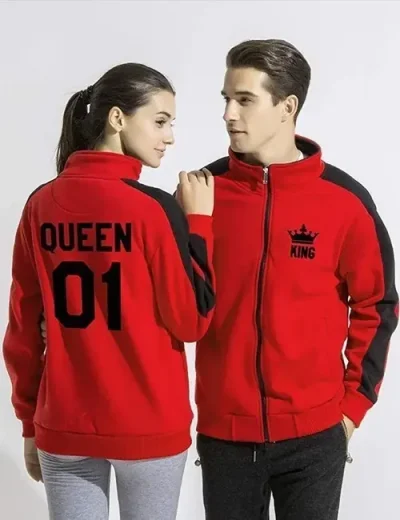 King and Queen Couple Matching Zipper Jacket
