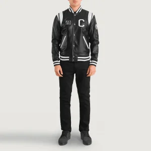 Liberte California Black Leather Varsity Jacket