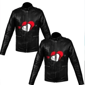 Valentines Couple Black Leather Jacket