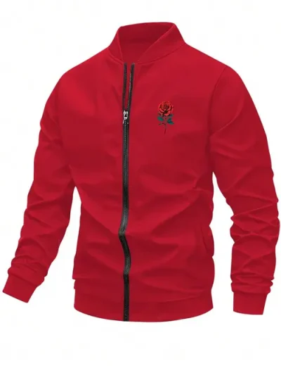 Valentine’s Day Men Romantic Rose and Slogan Print Jacket