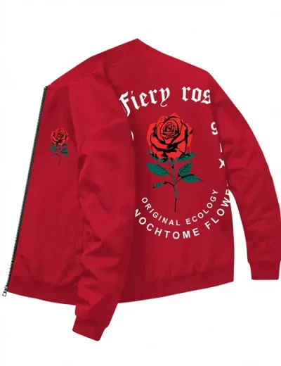 Valentine’s Day Men Romantic Rose and Slogan Print Jacket