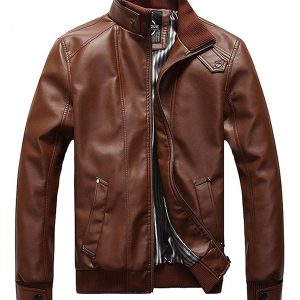 Mens Brown Bomber Leather Jacket
