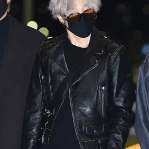Bts Member Jimin Black Leather Jacket
