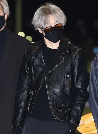 Bts Member Jimin Black Leather Jacket