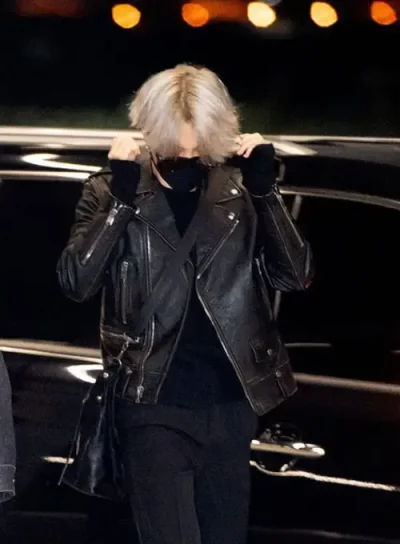Bts Member Jimin Black Leather Jacket