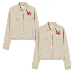 Happy Valentine Day Couple Beige Demin Jackets